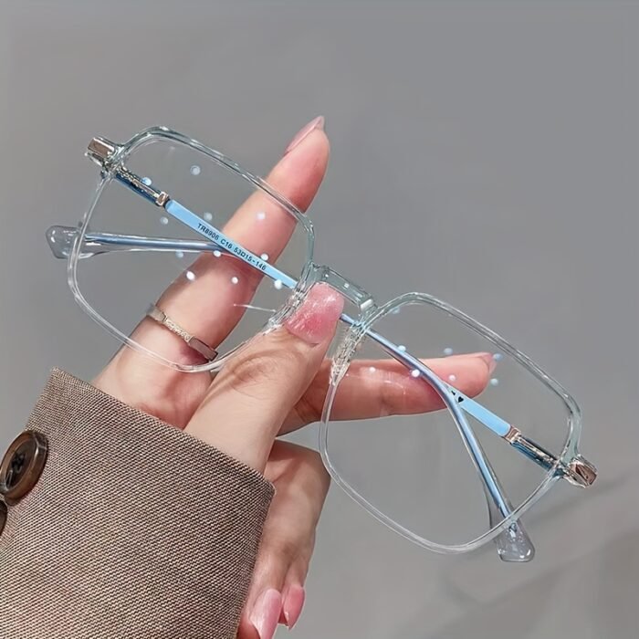 Anti-Fatigue Blue Light Blocking Chic Glasses - Transparent Lens with Stylish Square Frame for Women, Perfect for Computer, TV, Gaming & Phone Use - Image 10