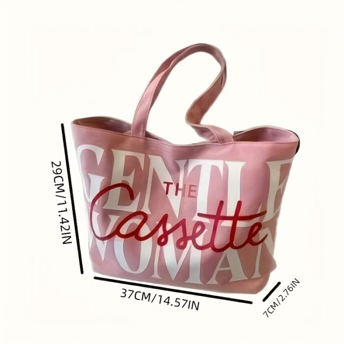 Korean Niche Canvas Bag for Women, New Fashionable Large Capacity Tote Bag with Letter Design, Shoulder Class Ba - Image 7