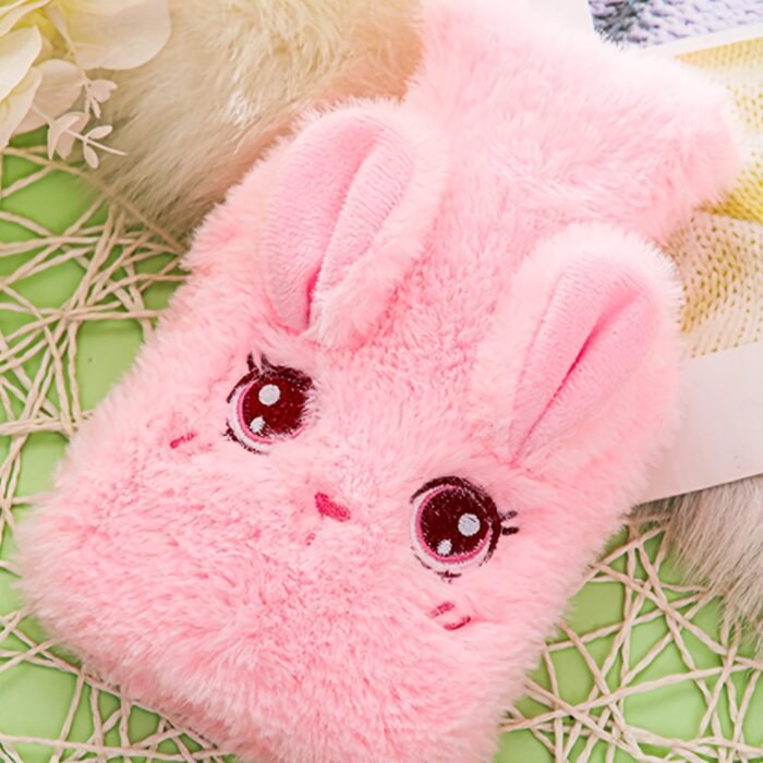 1pc Cute Bunny Plush Hot Water Bottle - Soft Pink & Gray Rabbit Ear Hand Warmer for Winter Comfort, Cozy Fleece Material, Adorable Design for Cold Weather - Image 7