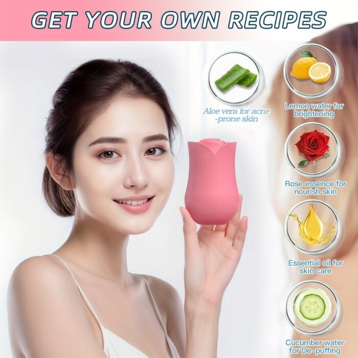 1pc XKMIESS Silicone Ice Roller for Face – 3D Rose Flower Design, Manual Cooling Facial Massager, Oil-Free Skin Care Tool for Refreshing & Soothing Skin, Face Massage Tool | Elegant Design | Silicone Material, Facial Massage Tool - Image 5