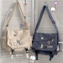 Harajuku style large capacity shoulder bag, retro workman's mail carrier bag, nylon crossbody bag for students with 4 badges included, fashionable bag suitable for men and women, perfect for back-to-school season