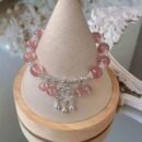 Elegant Strawberry & Butterfly Bracelet - Bohemian Style, Pink Glass Beads with Silver Accents, Perfect for Couples & Best Friends, Daily Wear or Special Occasions, Gift Bracelet|Bohemian Accessory|Glass Bead Bracelet