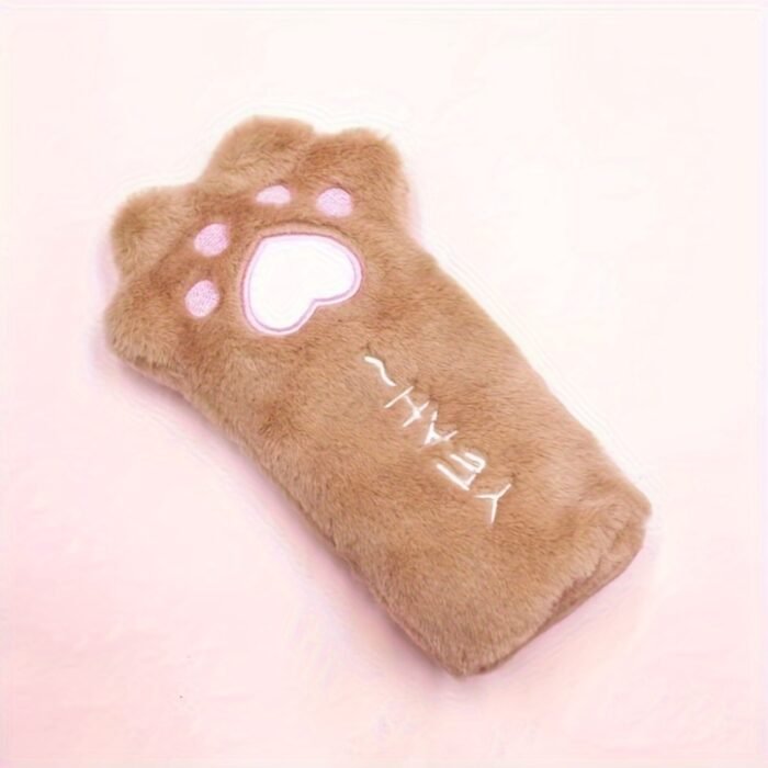 Cute Plush Cat Paw Pen Case, Large Capacity Korean Style Ins Fashion Stationery Pencil Pouch, Adorable Fluffy Pencil Holder for School and Office Supplies - Image 9