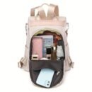 Ethnic-Inspired 3D Floral Embroidery Backpack for Women - Soft Nylon, Casual Style, Utility Pocket, Non, Black, Beige, Blue, Casual Travel Bag|Ethnic Embroidery Bag|Durable Zipper Closure, Backpack
