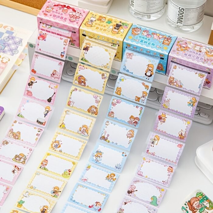 70sheets Boxed Cute Cartoon Girl Series Pull-Out Sticky Notes School Office Tearable Note Paper Set - Image 3