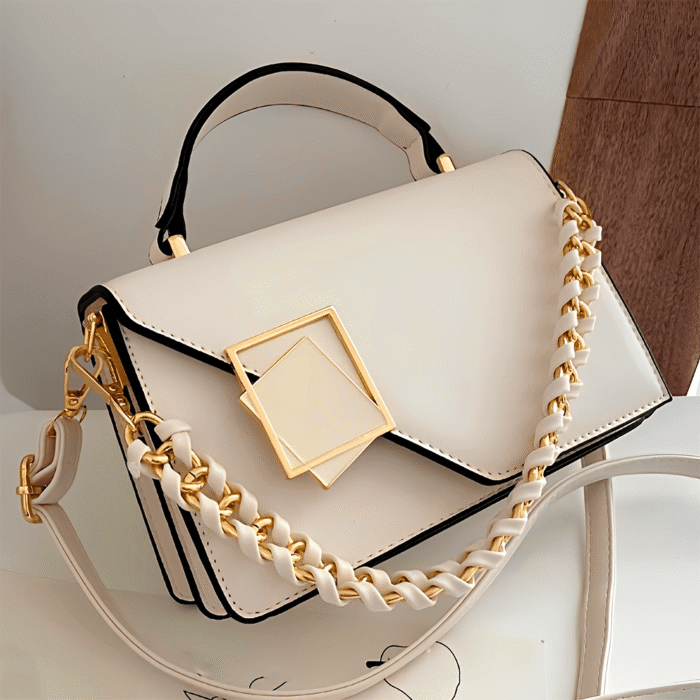 Metal-Decorated Square Handbag - Large Capacity, Lightweight, Portable | Mini Synthetic Flip Bag for Women, Perfect for Office, Business, Autumn & Winter - Image 16