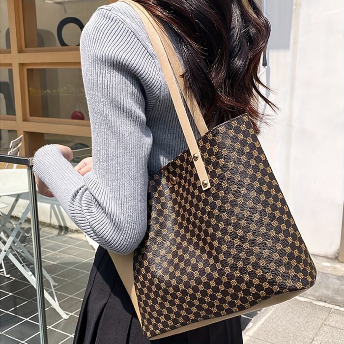 Women's Lightweight Tote Bag - Minimalist Magnetic Closure Large Capacity Shoulder Bag for Office, College, Commute - White, Pink, Black, Everyday Carry, Sleek Handbag, Durable Construction, Spacious Handbag, Working Professionals - Image 12