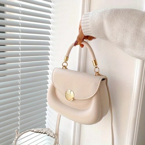 Women'S Stylish Small Crossbody Bag - Chic Shoulder Purse with Magnetic Closure, Golden-Tone Hardware & Cream/Black Color Options, Perfect for Everyday Use, Crossbody Purse, Minimalist Handbag, Elegant Design