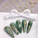 2pcs Golden Glitter Leaf Design Nail Stickers, Self-Adhesive Willow Leaf Pattern for DIY Salon, Women and 'S Nail Art Supplies LS-J
