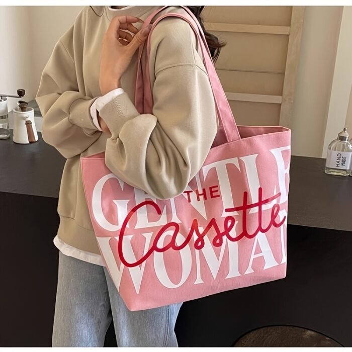 Korean Niche Canvas Bag for Women, New Fashionable Large Capacity Tote Bag with Letter Design, Shoulder Class Ba - Image 6