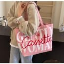Korean Niche Canvas Bag for Women, New Fashionable Large Capacity Tote Bag with Letter Design, Shoulder Class Ba