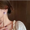 Elegant Boho-Chic Purple Artificial Crystal Flower Stud Earrings for Women - 925 Sterling Silver Posts, Versatile Fashion Accessory for All Seasons, Perfect for Gifts and Banquets