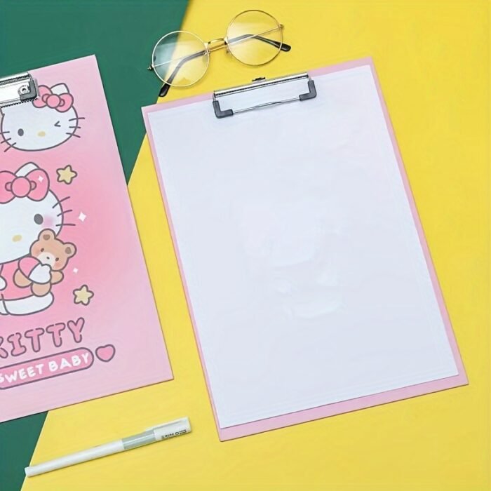 1pc SANRIO Hello Kitty A4 Clipboard - Durable Cardboard Drawing Board with Secure Clip - Multipurpose Office Supplies for Sketching, Tests, and Notes - Image 3