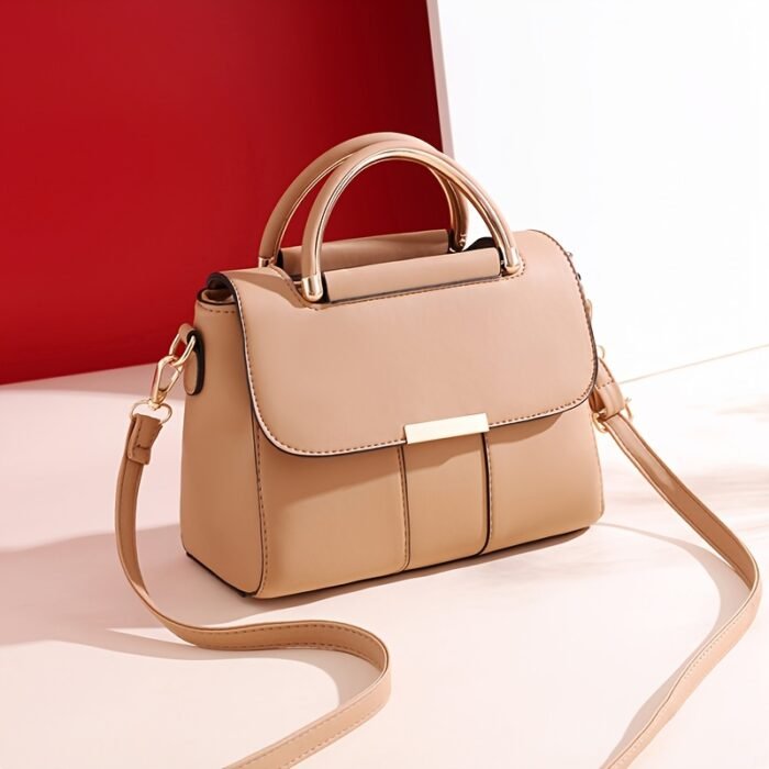 Women's Casual Chic Convertible Shoulder Bag - Premium with Detachable Adjustable Strap, Golden-Tone Accents & Zipper Closure, Solid Color Versatile Handbag for Travel, Shopping, Parties, Ladies Bag, Party Accessory, Goldtone Hardware, Shopping Tote, Minimalist Style, Durable Material, Crossbody Purse, Working Professionals - Image 8