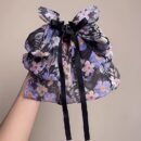 1pc Large Floral Bow Hair Claw Clip - Blue Orange Black White Spring Summer Hair Accessories for Women, Mother’s Day Gift, Party & Everyday Use, Hair Styling Accessories, Elegant Hairpiece