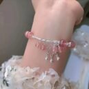 Elegant Strawberry & Butterfly Bracelet - Bohemian Style, Pink Glass Beads with Silver Accents, Perfect for Couples & Best Friends, Daily Wear or Special Occasions, Gift Bracelet|Bohemian Accessory|Glass Bead Bracelet