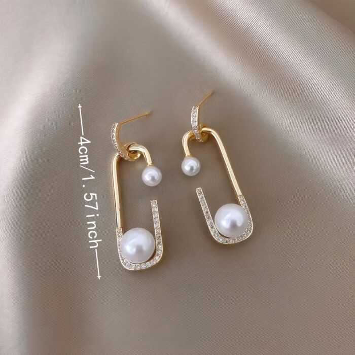 Elegant 925 Silver Hoop Earrings with Imitation Pearl & Zirconia Accents - Chic Geometric Design, Light Luxury Women'S Jewelry for Casual Attire & Parties, Party Accessories, Classic Style, Durable Jewelry - Image 5