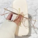 Chic Polygon Metal Frame Blue Light Blocking Glasses - Stylish Transparent Lens Eyewear for Women, Rose Golden Accents, Full-Rim Design, Perfect for Casual Outfits