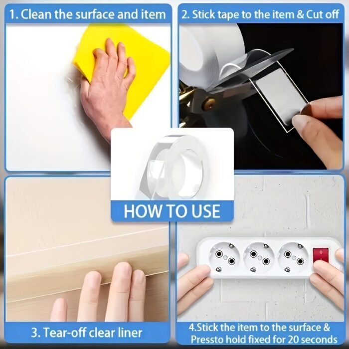 Heavy-Duty Dual-Sided Nano Tape - Extra Strong Adhesive, Reusable & Versatile for Crafts, Christmas Decorations & More - Ideal for All Surfaces, Essential Multi-Purpose Adhesive, Best for Christmas - Image 7