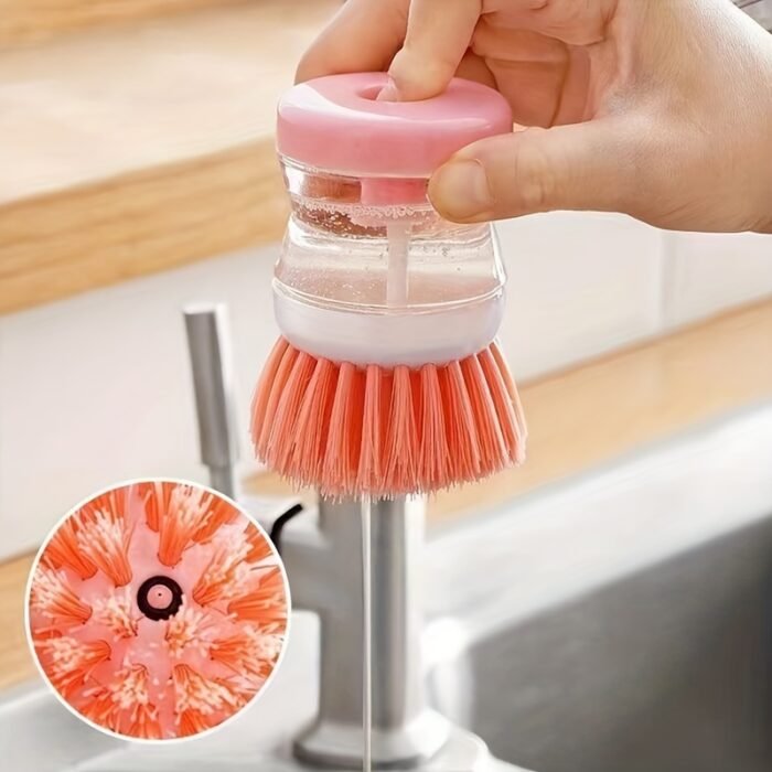 [Press Out Liquid] Handheld Cleaning Brush | 1pc | Multifunctional Cleaning Brush, Cleaning Supplies, Cleaning Tool, Kitchen Dishwashing Brush, Pot Washing Brush - Image 7
