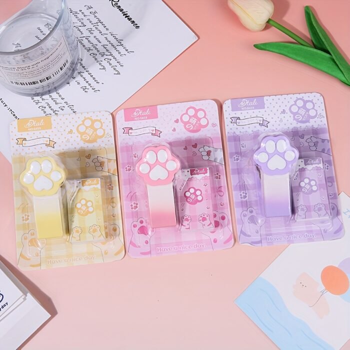 Mini Cartoon Stapler Set - Cute Portable Handheld Iron Staplers for Office and Student Use, Pastel Colors, Paw Design, Ideal for Organizing Papers and Cultural Supplies - Image 5
