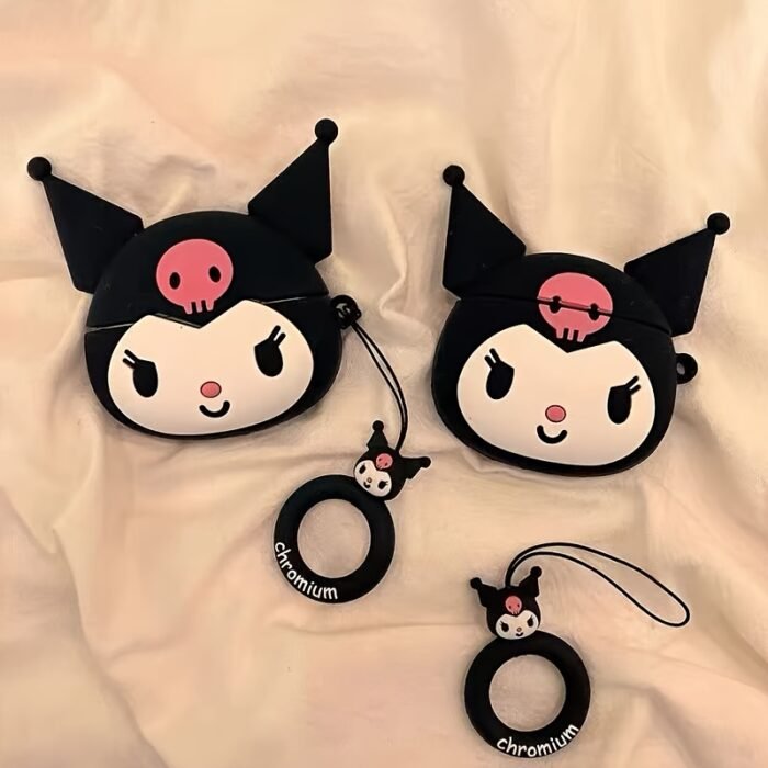 Sanrio New Creative Cartoon 3D Devil Kuromi Silicone Lanyard Earphone Protective Case, Compatible with AirPods Pro 2nd Generation and Apple Headphones, AirPods 3 Wireless Wireless Cover - Image 2
