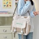 Women'S Large Capacity Shoulder Bag - Lightweight, Stylish & Versatile Tote with Adjustable Strap, Zipper Closure, and Playful Cat & Heart Design in Brown, Perfect for Students, Travel, and Everyday Us