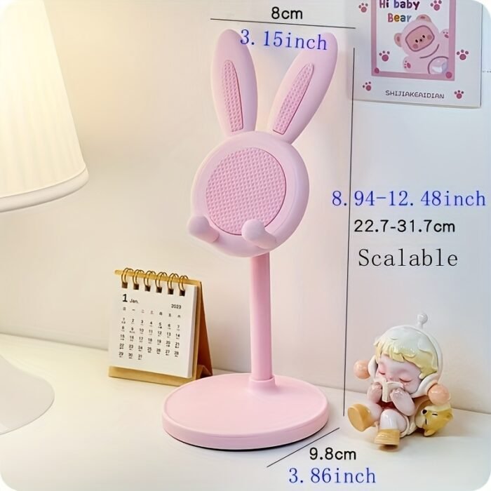 Adjustable Cute Bunny Phone Stand - Cartoon Rabbit Design, EVA Material, Universal Tablet Holder - Ideal for Desk, Gift for Easter, Valentine's, Thanksgiving, Mother's, Father'S Day, Christmas, Bunny Accessories - Image 4