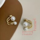 [Elegant Pearl Earrings] Golden-Tone Zinc Alloy Earrings, Elegant Faux Imitation Pearl Stud Earrings | Classic Round White Imitation Pearl, Minimalist Earrings, Versatile Jewelry for Casual Attire and Special Occasions, Seasonal Accessories