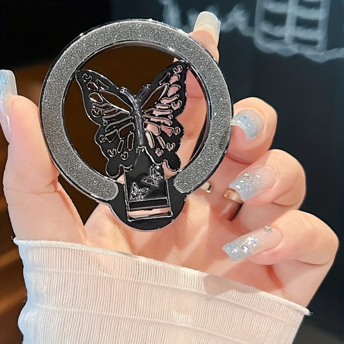 1pc Glitter Butterfly Stand Ultra-Thin Magnetic Wireless Charging Foldable Back Adhesive Phone Case Universal Ring Holder - Image 11