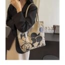 [ Authorized] Disney New 1pc Minnie Cartoon Canvas Bag Ladies Thickened New Large Capacity Handbag Commuting Shoulder Tote