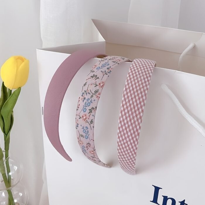 3pcs, Fresh Elegant Classic Wide Brim Floral Headbands, Women Girls Country Style Casual Leisure Hair Accessories, Gift Photo Props - Image 5