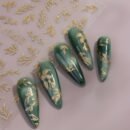 2pcs Golden Glitter Leaf Design Nail Stickers, Self-Adhesive Willow Leaf Pattern for DIY Salon, Women and 'S Nail Art Supplies LS-J