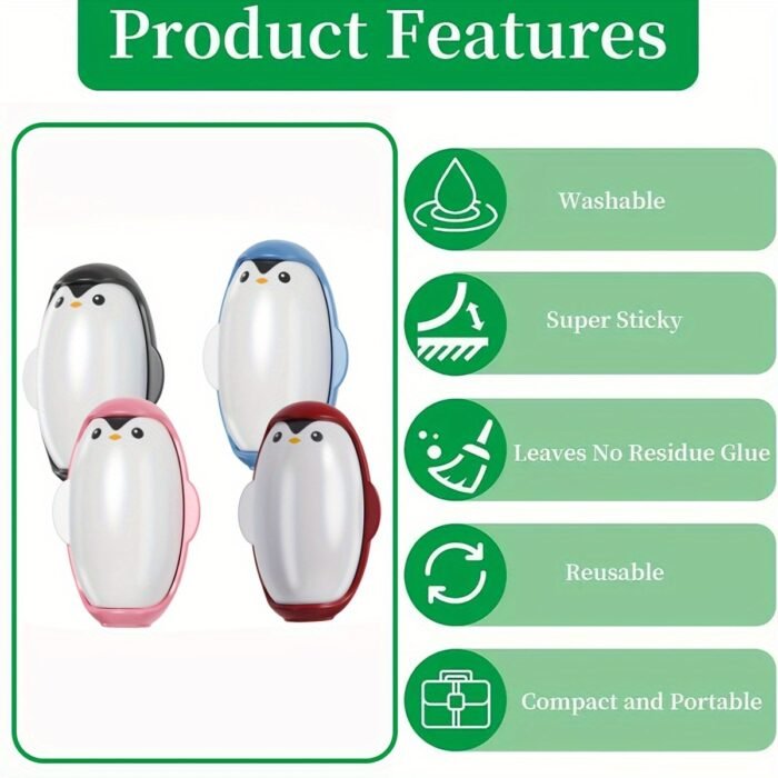1pc Cute Penguin Silicone Pet Hair Remover Roller, Reusable, Washable, Strong Adhesion, No Odor, for Cats and Dogs, Furniture and Clothing Hair Cleaner - Image 11