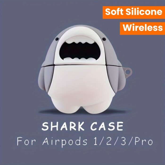 [Cute Shark] 3D cute cartoon shark shape soft silicone wireless earphone case | for Airpods 1/ 2/ 3/ Pro - Image 17