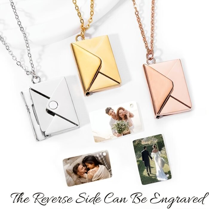 Custom Photo Engraved Necklace for Women - 18K gold plated Plated 201 Stainless Steel Reverse Side Personalized Jewelry with Hidden Photo Storage, Elegant Minimalist Design for Mother’s Day, Birthday & Anniversary Gifts, Custom Necklace, Special Occasion Gift, Sleek Pendant, Highquality Engraving, Romantic Keepsake - Image 2