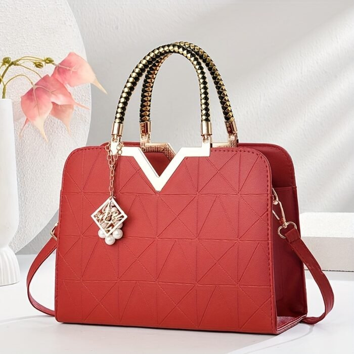 Cocogigi Women'S Elegant Black Geometric Crossbody Bag with Golden-Tone Hardware, Detachable Shoulder Strap, and Sparkling Charm - Versatile Commuter Handbag for Casual or Formal Occasions, Casual Shoulder Bag | Geometric Pattern Bag | Polyester Lined Interior, Purse - Image 17
