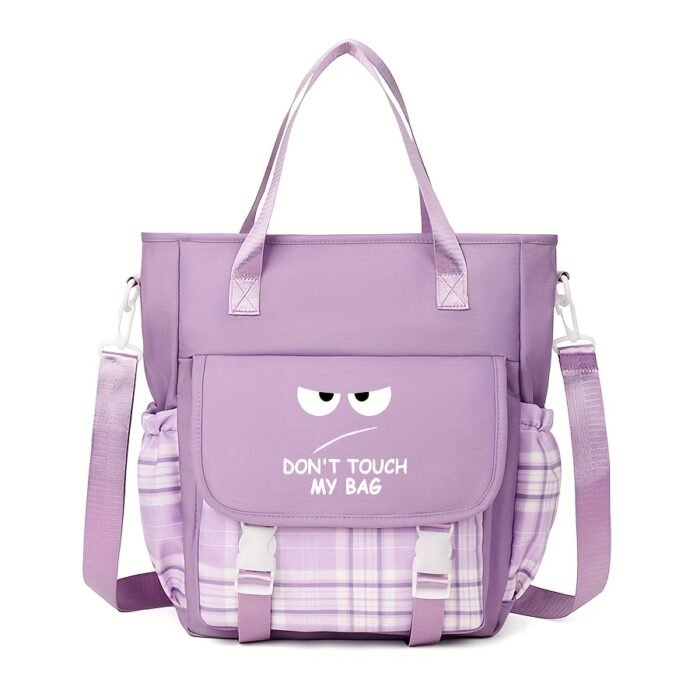 1pc "Don't Touch My Bag" Printed Large Capacity Crossbody Bag - Lightweight, Durable Polyester with Adjustable Strap, Multi-Pocket Design for Daily Use, Travel Shoulder Bag|Playful Graphic Tote|Polyester Lined - Image 5