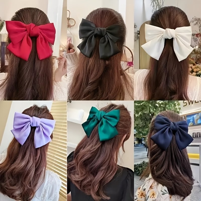 1pc fabric bow hairpin, women solid color bow hair accessories, multiple colors available, suitable for daily travel, party, gathering, date, suitable for all hair types, ideal for gifts