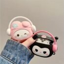 [Silicone Protective Case for ]Sanrio Decorative 3D Bag Charm Stereo Headphone Case, Cartoon Protective Cover, Scratch Resistant, Shockproof Earphone Accessory