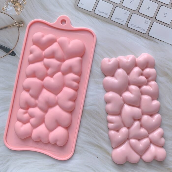 [Pink Heart Chocolate Mold] BPA-Free, 3D Love Design 1pc Pink Heart-Shaped Silicone Chocolate Mold | Ideal for Valentine's & Thanksgiving, DIY Candy Gifts & Cake Decorations - Image 2