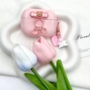 Pink Bear Apple Wireless Wireless Headphone Protective Case Suitable for Airpods 1/2/3/4 Generation Headphone Protective Shell