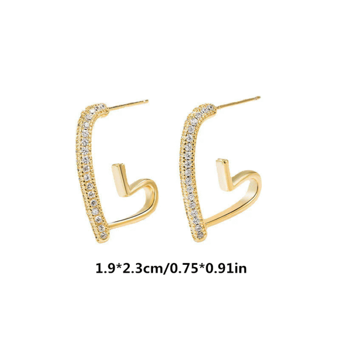 Elegant Golden Heart Dangle Earrings for Women - Classic Style with Sparkling Accents, Perfect for Daily Wear or Parties, Party Accessories|Elegant Earrings|Goldtone Finish - Image 5