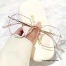 Chic Polygon Metal Frame Blue Light Blocking Glasses - Stylish Transparent Lens Eyewear for Women, Rose Golden Accents, Full-Rim Design, Perfect for Casual Outfits