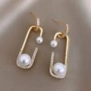 Elegant 925 Silver Hoop Earrings with Imitation Pearl & Zirconia Accents - Chic Geometric Design, Light Luxury Women'S Jewelry for Casual Attire & Parties, Party Accessories, Classic Style, Durable Jewelry