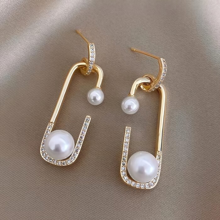 Elegant 925 Silver Hoop Earrings with Imitation Pearl & Zirconia Accents - Chic Geometric Design, Light Luxury Women'S Jewelry for Casual Attire & Parties, Party Accessories, Classic Style, Durable Jewelry - Image 2