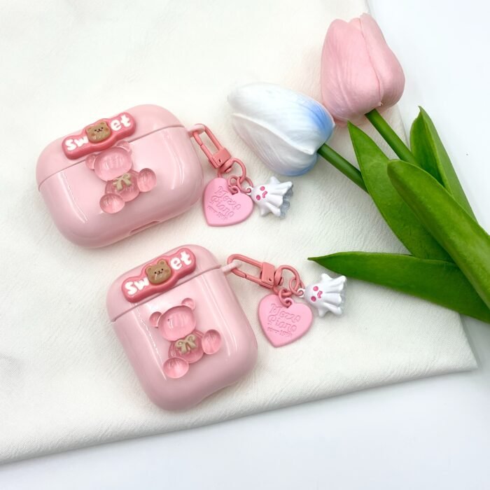 Pink Bear Apple Wireless Wireless Headphone Protective Case Suitable for Airpods 1/2/3/4 Generation Headphone Protective Shell - Image 5