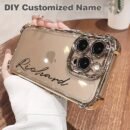 Custom Text Brand New Four-Corner Transparent Shockproof Phone Case Suitable for Iphone 16 Pro Max, 14, 13, 12, 11, And 15 Pro