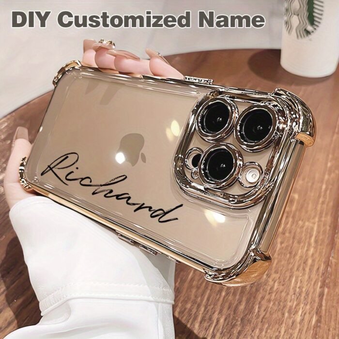 Custom Text Brand New Four-Corner Transparent Shockproof Phone Case Suitable for Iphone 16 Pro Max, 14, 13, 12, 11, And 15 Pro
