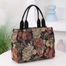 Women's Tote Bag New Product, Thickened Knitted Jacquard Fabric, Tote Bag, Work Portable Shopping Bag, Outing Storage Bag, Women's Bag, Retro, Large Capacity, Ethnic Style, Daily Use, Back-to- Season, Ramadan Festival, Square Bag, hand-carried bag, suitable for and office